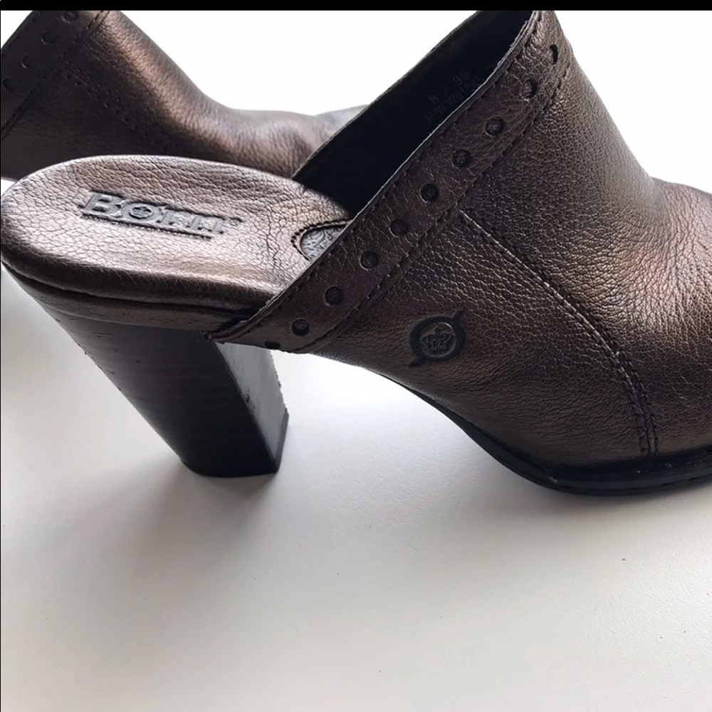 Born Metallic Brown Leather Heeled Mules - Picture 5 of 8